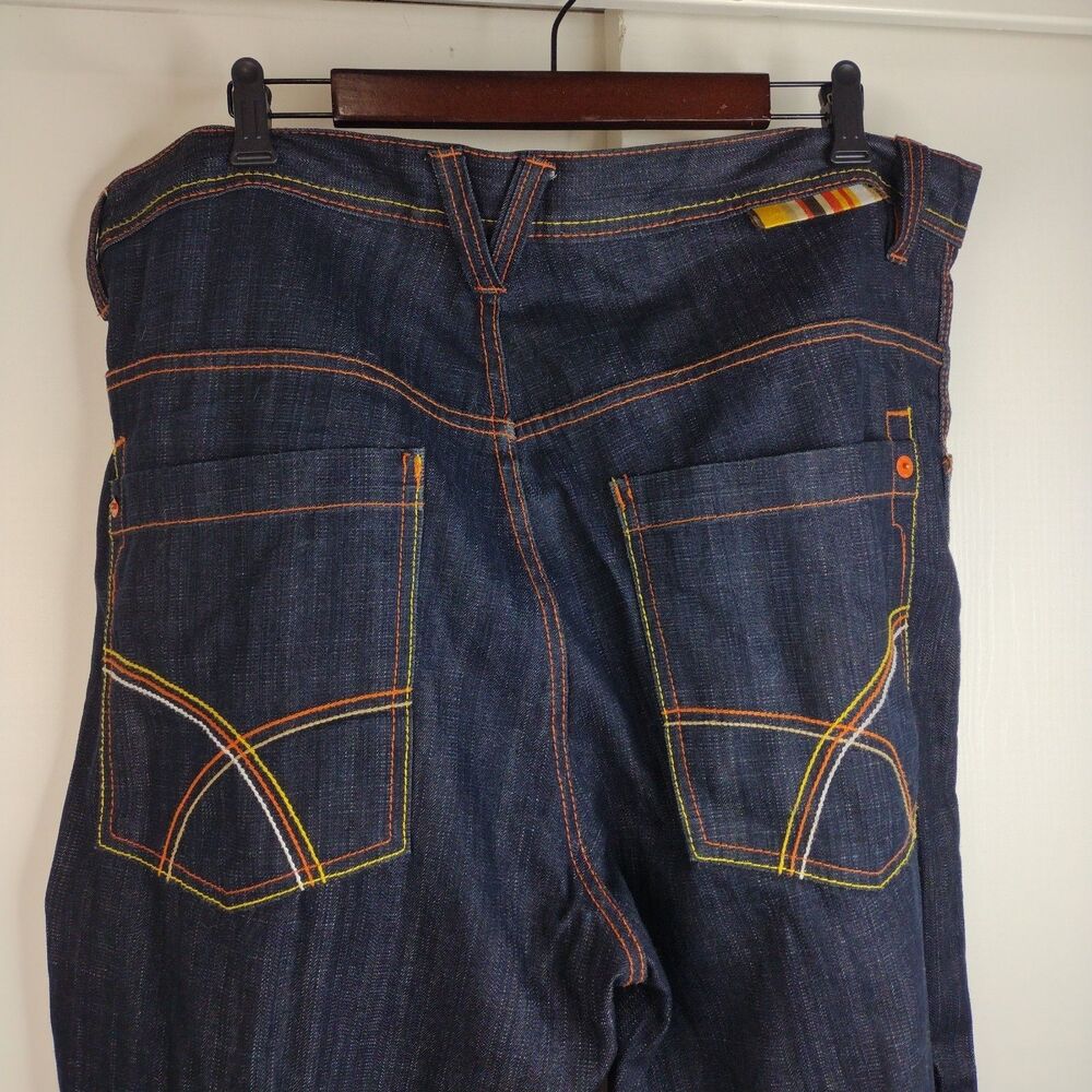 Vtg 5ive Jungle Baggy Wide Leg Denim Jeans Mens Size 40x35 Blue Y2K Dark Wash